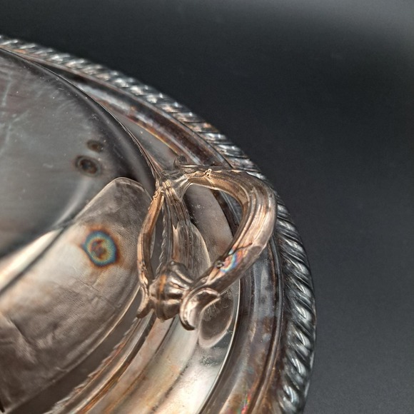 International Silver CO. Silver Plate Oval Platter Serving Dish Rope Edge - Picture 4 of 11